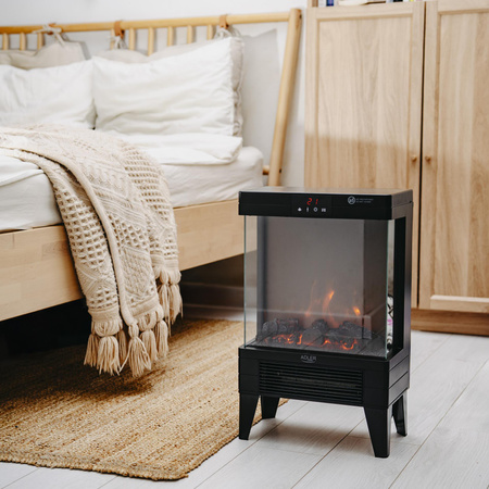 Kominek elektryczny z efektem płomienia, grzejnik elektryczny 2000W, timer pilot Adler AD 7755