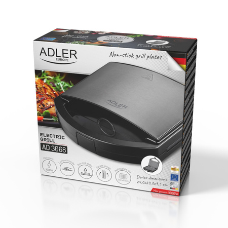 Elektryczny Grill Stołowy Kompaktowy 1500W Adler AD 3068
