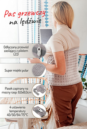 Pas grzewczy lędźwiowy elektryczny z regulacją termiczną - Adler AD 7437