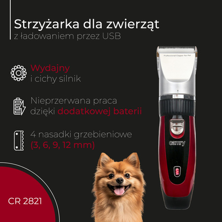 Maszynka do strzyżenia psów, delikatna i bezpieczna dla psa i kota Camry CR 2821 CR2821