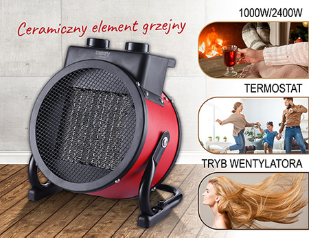 Ceramiczna Nagrzewnica 2400W z Regulacją Temperatury, Kompaktowy Design - Camry CR 7743