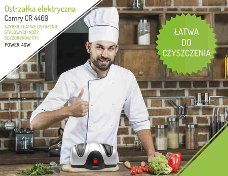 Elektryczna Ostrzałka do Noży, Kompaktowa i Wydajna, Camry CR 4469