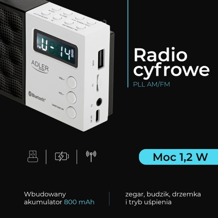 Radio kuchenne cyfrowe PLL AM/FM Adler AD 1908