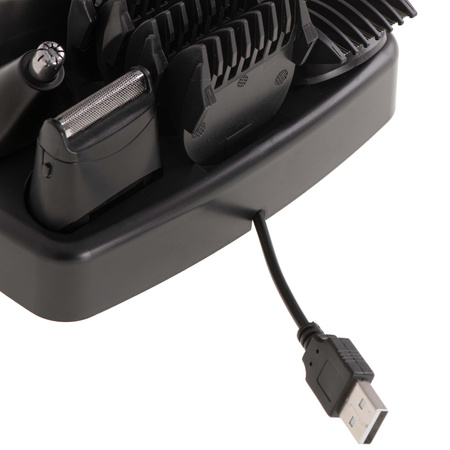 Zestaw do Pielęgnacji 5 w 1 z LED, Trymer z Podstawką Ładującą, Adler AD 2943