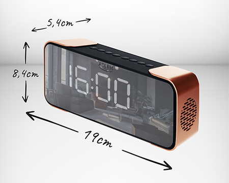 Miedziany Radiobudzik Bezprzewodowy z Funkcją Budzenia FM Adler - Model AD 1190