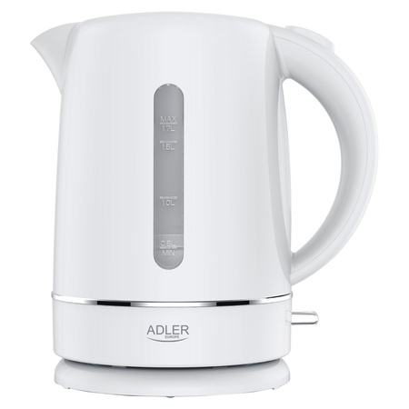 Czajnik elektryczny 2200W, 1.7L, płaska grzałka, filtr antywapienny Adler AD 1385 White