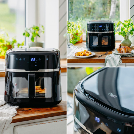Frytkownica beztłuszczowa 8L, Air Fryer 2500W, 9 programów, dotyk LED Adler AD 6318