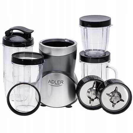 Blender do smoothie, 4 bidony, 2 ostrza, BPA free, ochrona silnika – Adler AD 4084