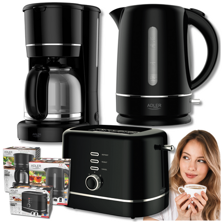 Ekspres przelewowy do kawy + toster + czajnik elektryczny Adler