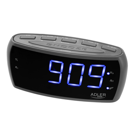 Radiobudzik LED cyfrowy, radio AM/FM, podwójny alarm, drzemka Adler AD 1121 S