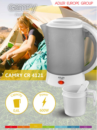 Podróżny Czajnik Plastikowy 0,6L Kompaktowy - Adler AD 1268