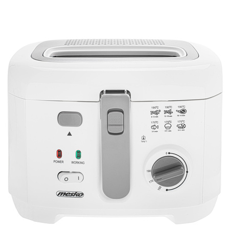 Frytkownica elektryczna, frytownica tłuszczowa 2,5L, 1800W, filtr, wyjmowany pojemnik, ochrona – Mesko MS 4908G