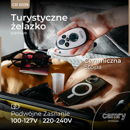 Żelazko turystyczne, małe, parowe, podwójne zaislanie 100-127V / 220-240V Camry CR5039 CR 5039