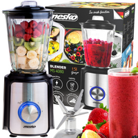 Blender kielichowy 1200W, szklany dzbanek 1.5L, kruszenie lodu, 6 ostrzy Mesko MS 4080