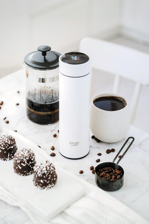 Kubek termiczny Termos LED Biały 473ml Do Kawy i Herbaty Adler AD 4506