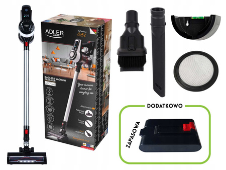 Odkurzacz bezprzewodowy pionowy ręczny 3w1 bezworkowy cyklonowy z elektroszczotką Adler AD 7048