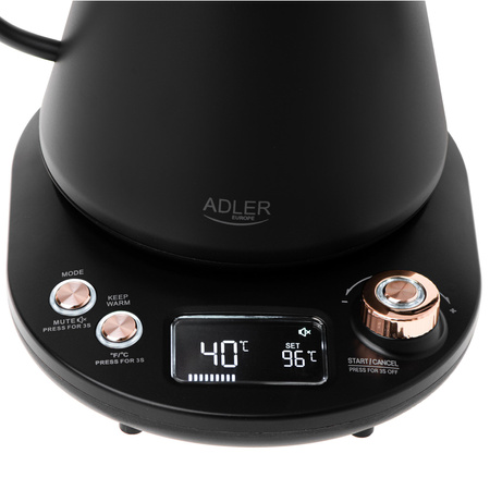 Czajnik elektryczny 1.0L, regulacja 40-100°C, podtrzymanie, LED Adler AD1349