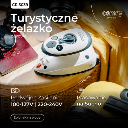 Żelazko turystyczne, małe, parowe, podwójne zaislanie 100-127V / 220-240V Camry CR5039 CR 5039
