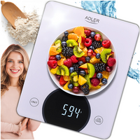 Waga kuchenna elektroniczna 10 kg, 1 g, wyświetlacz LED, hartowane szkło Adler AD 3173