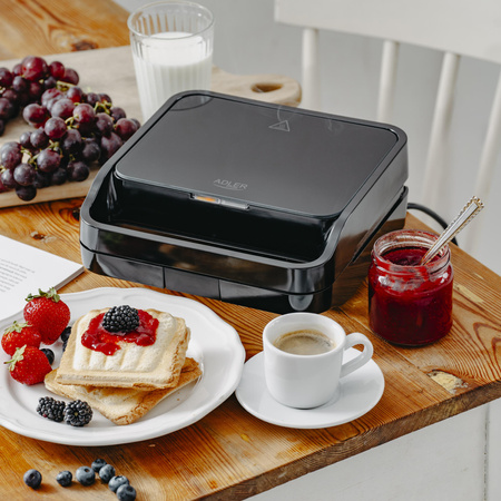 Opiekacz do Kanapek 2w1 z Funkcją Grillowania, Kompaktowy Design, Adler AD 3070 Black