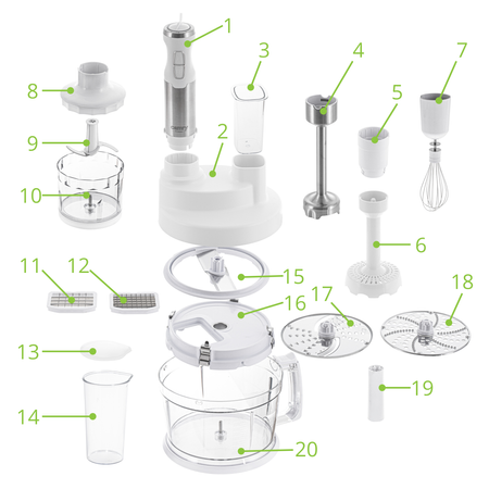 Blender ręczny wielofunkcyjny 1600W, krojenie w kostkę, Turbo Camry CR 4623