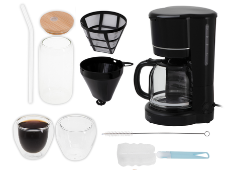 Ekspres do kawy przelewowy 900W szklany dzbanek 1,5L z podgrzewana podstawa Adler AD 4383b