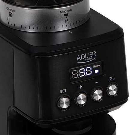 Młynek do kawy żarnowy, 31 ustawień mielenia, timer, 300g zbiornik – Adler AD 4300