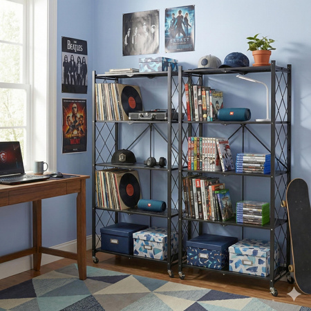 Regał magazynowy składany na kółkach, 5 półek, 100 kg, mobilny Avenido AV 6817