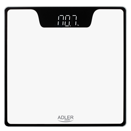 Waga łazienkowa elektroniczna 180 kg, szkło hartowane 6 mm, wyświetlacz LED Biała Adler AD 8174