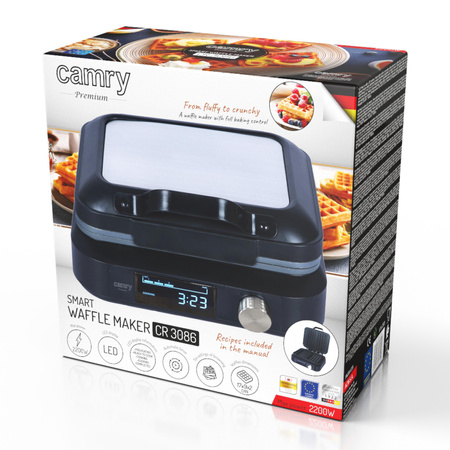 Gofrownica 2200W Timer Wyświetlacz LED 6 poziomów zarumienienia Głębokie płyty CAMRY CR 3086