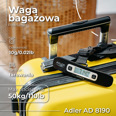 Elektroniczna Waga do Bagażu 50 kg, Kompaktowa i Lekka, Adler AD 8190