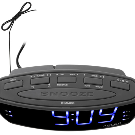 Radiobudzik LED cyfrowy, radio AM/FM, podwójny alarm, drzemka Adler AD 1121 S