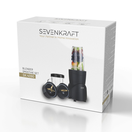 Blender personalny Tytanowe ostrza, 4 bidony, Kruszenie lodu 1200W SevenKraft SK 4090