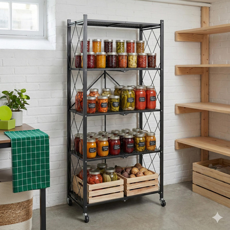 3 komplety regał magazynowy na kółkach składany mobilny 5 półek Avenido AV 6817