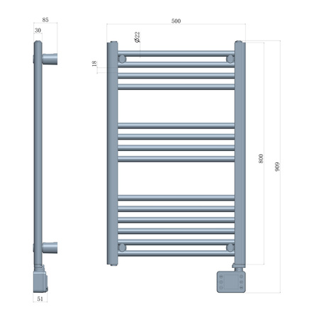 Elektryczny Grzejnik Łazienkowy LED z Regulacją Ciepła, Kompaktowy Design - Adler AD 7824