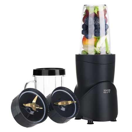 Blender personalny Tytanowe ostrza, 4 bidony, Kruszenie lodu 1200W SevenKraft SK 4090