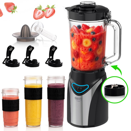 Blender kielichowy 1,2L z 3 bidonami, wyciskarką, wkładem chłodzącym Camry CR 4086