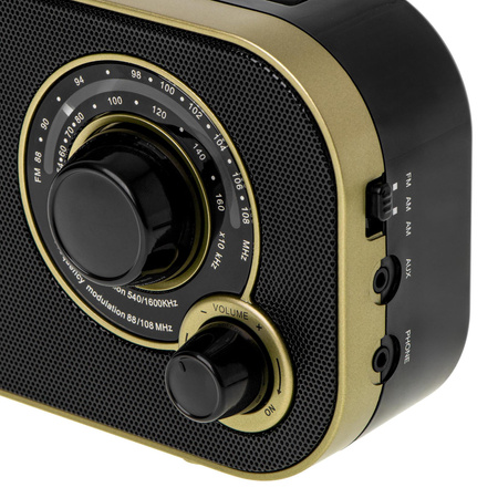 Radio FM/AM, 2W, antena teleskopowa, retro design, 230V/baterie Camry CR 1910g