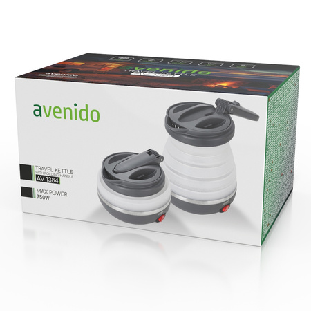 Czajnik elektryczny, turystyczny, składany 0,6L, silikonowy, 750W, z torbą, avenido AV1384
