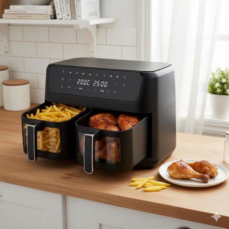 Frytkownica beztłuszczowa 11L, 2 kosze, Air Fryer 2700W, 8 programów Adler AD 6324