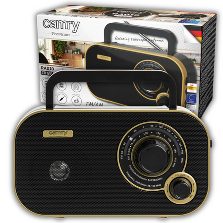 Radio FM/AM, 2W, antena teleskopowa, retro design, 230V/baterie Camry CR 1910g