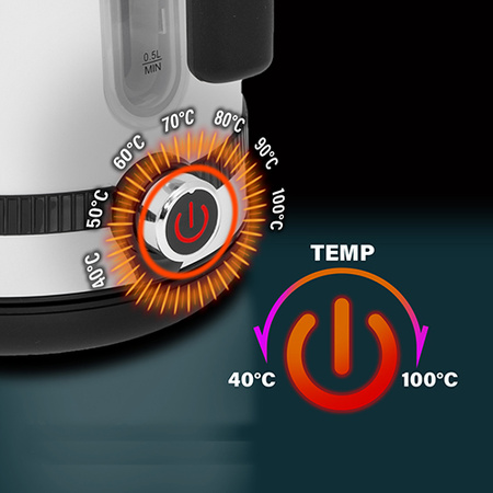 Czajnik metalowy 1,7L z regulacją temperatury i LCD, biały - Adler AD 1295