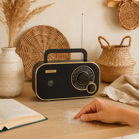 Radio FM/AM, 2W, antena teleskopowa, retro design, 230V/baterie Camry CR 1910g