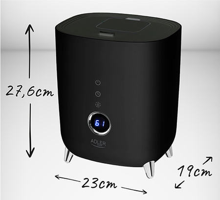 Nawilżacz powietrza ultradźwiękowy 4L, higrometr, aromaterapia, timer Adler AD 7972