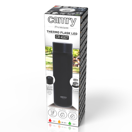 Kubek termiczny termos 473ml LED czarny