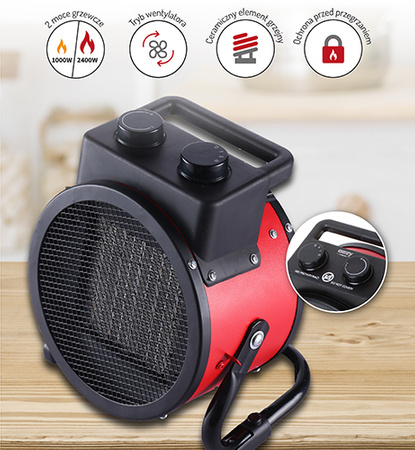 Ceramiczna Nagrzewnica 2400W z Regulacją Temperatury, Kompaktowy Design - Camry CR 7743