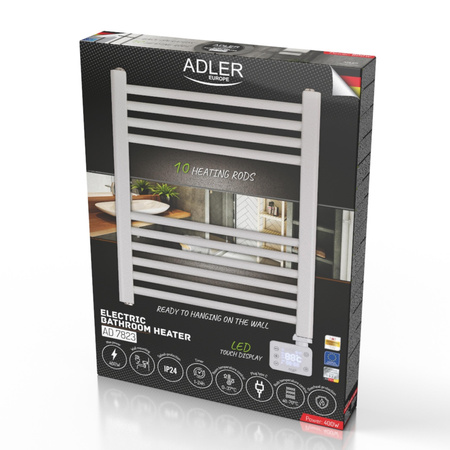 Grzejnik łazienkowy elektryczny 400W, LED, regulacja temp., IP24 Adler AD 7823