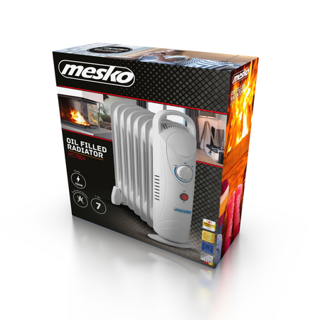 Grzejnik olejowy 800W, 7 żeberek, regulacja temperatury, Mesko MS 7804 