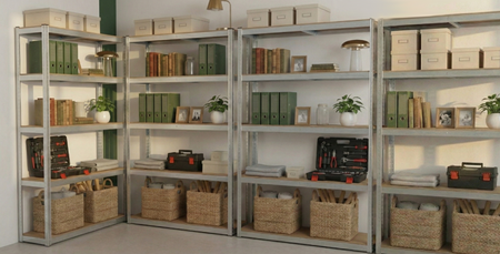 4 komplety regałów magazynowych metalowych 2w1, udźwig 175kg/półkę Avenido AV 6816