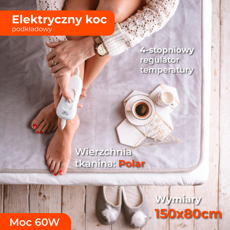Elektryczny Koc Podkładowy z Termoregulacją, Energooszczędny, Adler AD 7425